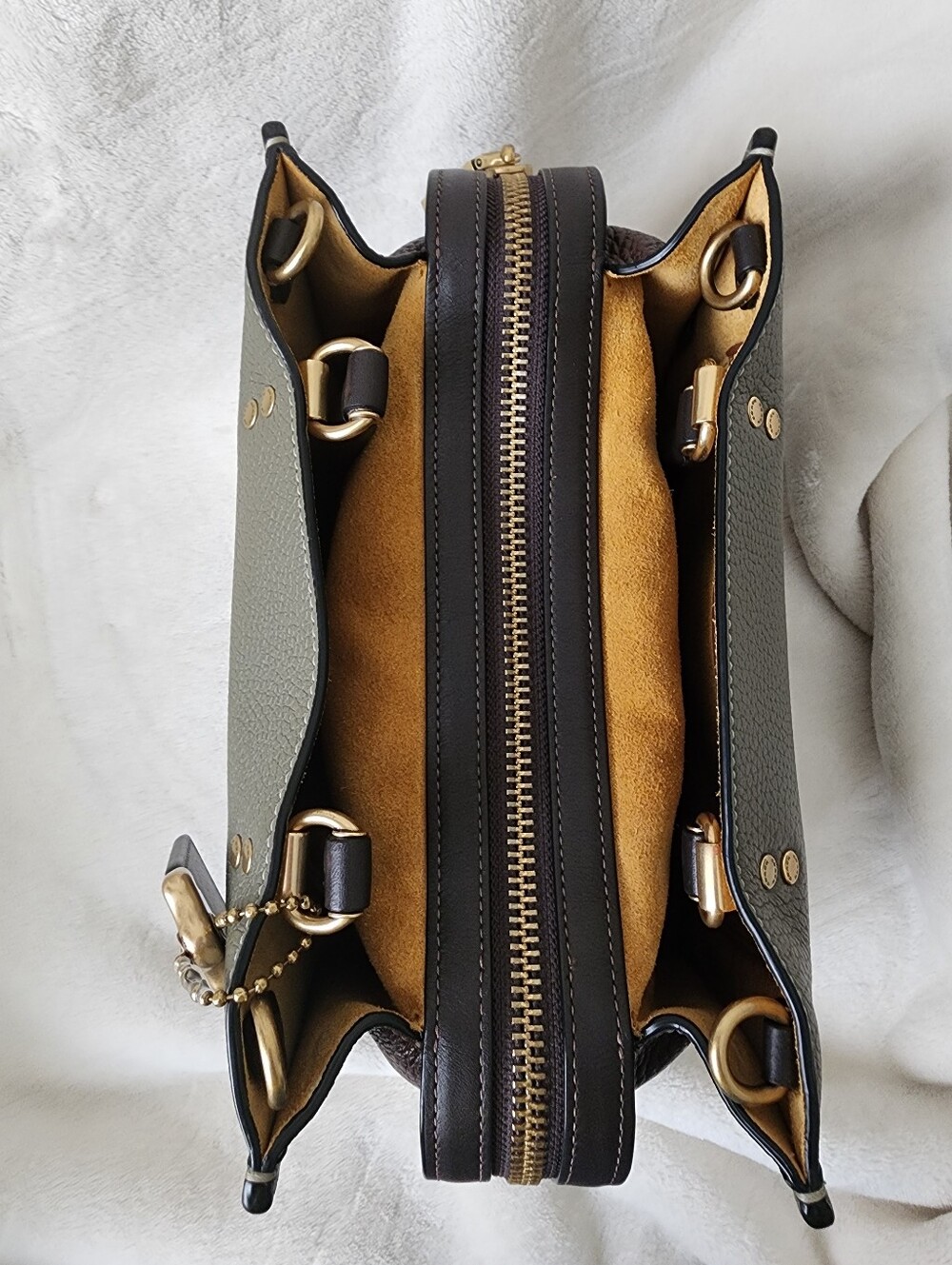 Coach Rogue 25 Army Green and Oxblood Colorblock - Picture 3 of 16